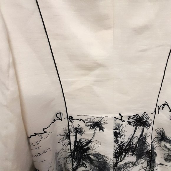 Black and White Graphic Linen Blazer Size 12 US - Picture 11 of 15